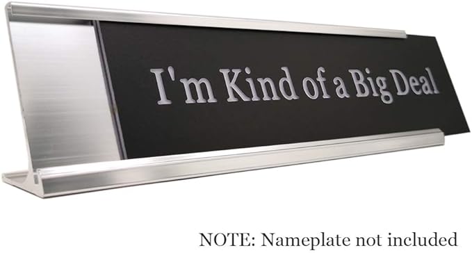 2" x 10" Aluminum Desk Name Plate Holder, Office Business Desk Sign Holder Desktop 2 Pack (Silver)