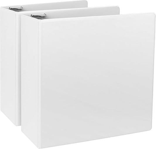 CIXILDTS 3-Inch 3 Ring Binder, Standard 3" Round Ring Binder Fit Letter Size Paper, Presentation View Binders, White, 2-Pack