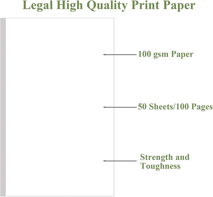 (2-Pack) 8.5" x 14" Blank Print Paper - 100Sheets/200Pages Blank Loose-Leaf Paper, Legal Size Printing in Office/Home/School, 100gsm Blank Paper