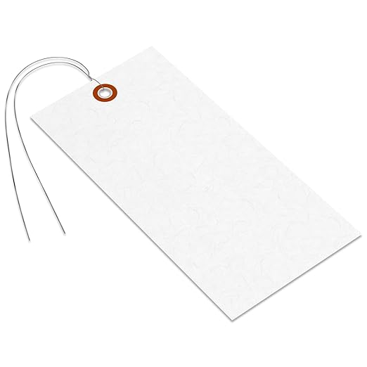 SmartSign Blank Tyvek Shipping Tags with Wire, Size #8 | 6 1/4" x 3 1/8", Pack of 1000, White