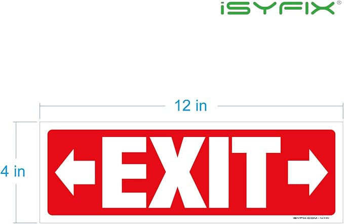 iSYFIX Exit Signs Stickers 6 Pack 12x4 Inch - Laminated Premium Vinyl Directional Right & Left Arrow Signs for Buildings, Office, Workplace, Stores, Schools, Theaters, Parking, Restaurants, Factories
