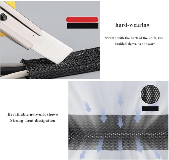 10ft - 1/2 inch Cord Protector Wire Loom Tubing Cable Sleeve Split Sleeve for USB Cable Power Cord Audio Video Cable - Management for TV Computer - Protect Cat from Chewing Cords - Black