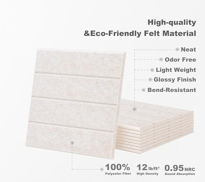 G Gamit Large Felt Wall Tiles Bulletin Board,Large Cork Board Alternative with 30 Pushpins,8-Pack Felt Pin Board with 56 Safe Removable Adhesive Tabs for Home Office School (Oatmeal)