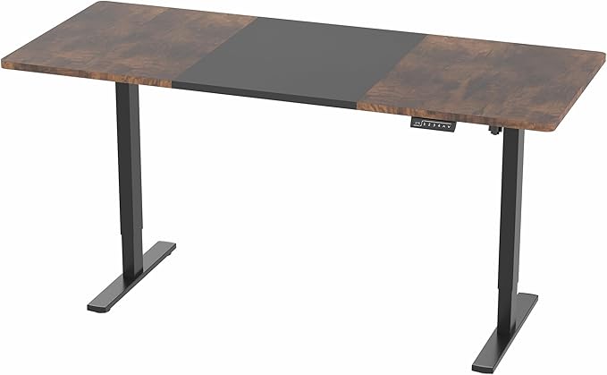 VIVO Electric 71 x 30 in Rustic Standing Desk, Memory Height Adjustment, 1B Series, Holds 220 lbs, Black and Vintage Brown Top, Black Frame, DESK-KIT-1B7BN