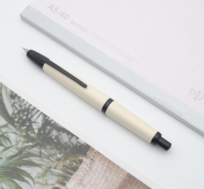 JINHAO 20 Press Fountain Pen, Retractable Capless Resin Pen with Ink Converter (EF Nib 0.4mm, Ivory White)