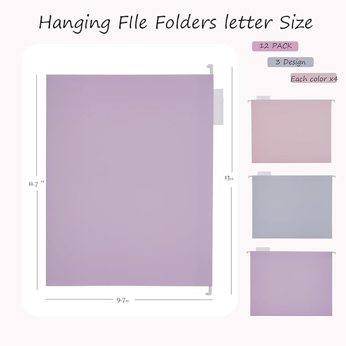Fei Bi Hanging File Organizer, File Organizer, File Box, Rose Gold File Box, File Storage, equipped with 12 letter sized hanging folders