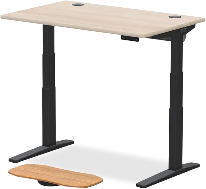 UPLIFTDESK V3 2-Leg Maple Laminate Wood Standing Desk – Adjustable Height, Advanced 1-Touch Memory Keypad, Under Desk Cable Management, Wire Grommets & Rocker Board (Black C-Frame, 48 x 30 inch)