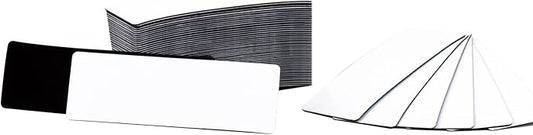 OQUYDEA 100-Pack Dry Erase Magnetic Labels - Waterproof, Eco-Friendly, Reusable Magnetic Name Tags for Classroom, Office, Cabinet, Whiteboard, Fridge & More (White, 1x3 Inches)…