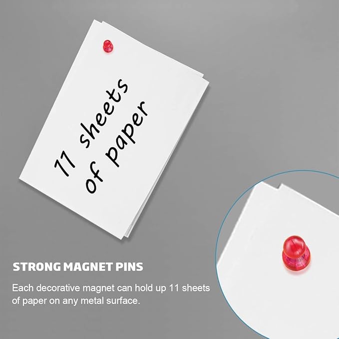 48Pack Colorful Push Pin Magnets 6 Assorted Color Office Magnets for Whiteboard Small Magnetic Push Pins Strong Magnet Fridge Perfect for Refrigerator White Board Map School Classroom Thumb Tacks