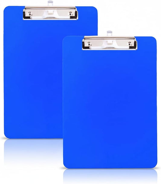 2 PCS Blue Plastic Clipboard with Pen Holder,Nursing Clipboard Standard Letter A4 Size,Thickened Clip Boards 8.5x11,Hanging Clipboards for Women Kids Students School Office Home