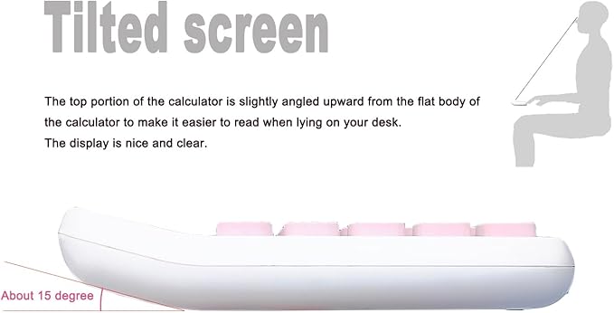 Mechanical Calculator,BTSEYAW Dual Power Calculator with 8 Digit Display tilt Screen and Big Buttons, Cute Office Desk Accessory (Pink)