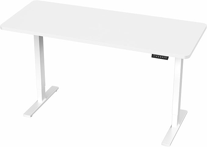 VIVO Electric 60 x 24 in Standing Desk, Memory Height Adjustment, 1B Series, Holds 220 lbs, One-Piece White Top, White Frame, DESK-KIT-1W6W