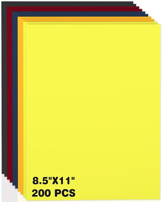 Colored Cardstock 8.5 x 11,200 Sheets Heavyweight Cover Cardstock Printer Paper 8.5 x 11, 190 gsm Card Stock Paper for DIY, Professional Printing, Wedding Invitations, Office Cards & Crafts