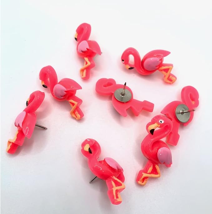 25 pcs Pink Flamingo Push Pins Cute Thumbtack Photos Wall Maps Bulletin Board Cork Boards Drawing Pins Memo Nail Office Accessories