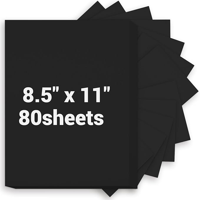 Cardstock Paper, Black Cardstock 8.5x11, 80 Sheets Card Stock, 200GSM Thick Printer Paper 8.5x11, Black Blank Card Stock Paper for Greeting Cards, DIY Cards, Wedding Invitation, Postcards