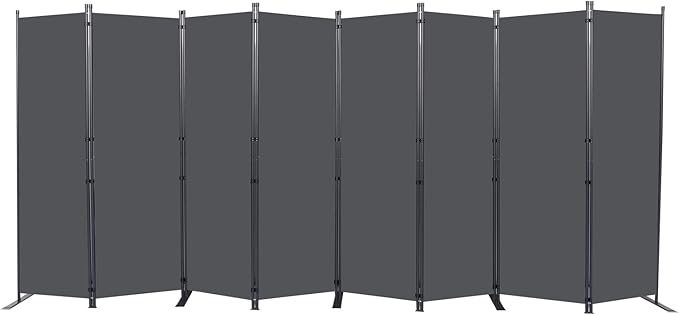 CHOSENM Room Divider, 8 Panel Folding Privacy Screens with Wider Support Feet, 6 Ft Portable Room Partition for Room Separator, 176" W X 71" H, Grey