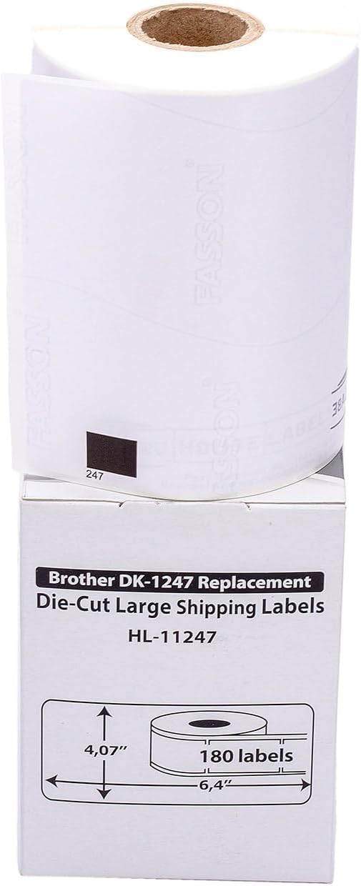 HOUSELABELS Compatible with DK-1247 Replacement Roll for Brother QL Label Printers; 180 Large Shipping Labels; 4.07" x 6.4" (103mm*163mm) - 6 Rolls