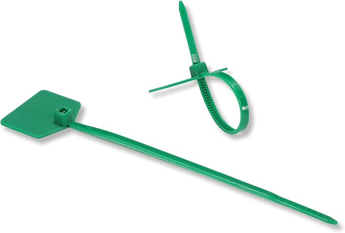 Waterproof Shipping Tags - Self Locking Nylon Writable Marker Ties for Luggage Identification, Plastic Straps Label Mark, Seal Zip Tie for Labeling - 100pcs (Green)
