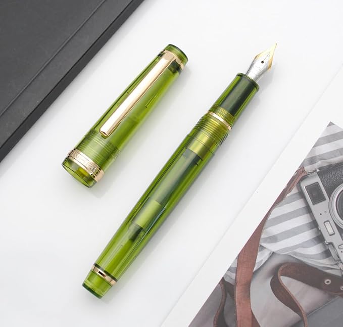 JINHAO 82 Fountain Pen (Transparent Olive Green,Fine Nib 0.5mm)