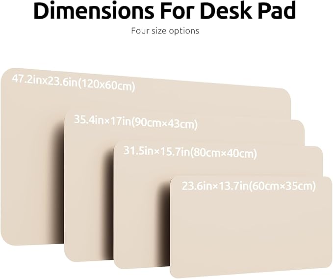 YSAGi Leather Desk Protector, Office Mat, Large Mouse Mat, Non-Slip PU Leather Blotter, Laptop Pad, Waterproof Writing Pad for Office and Home (Eggshell, 47.2" x 23.6")