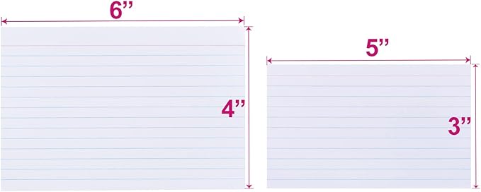 KAISA 4x6 Index Cards Flashcards 4"x6" Note Cards Ruled Index Card Lined Notecards, White 60 Sheet 4 Packs, KSU-07983