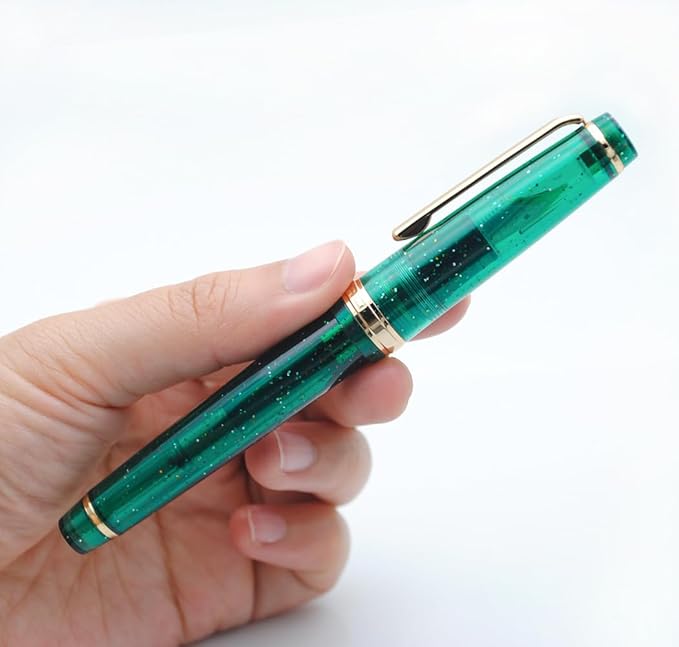 JINHAO 82 Fountain Pen (Transparent Fluorescent Dark Green,Fine Nib 0.5mm)