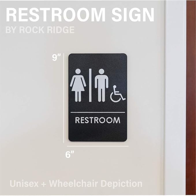 Men's/Women's Restroom Sign for Handicap Accessible Restroom ADA-Compliant Bathroom Door Sign, Made in USA, Pack of 12