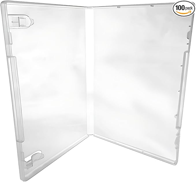 CheckOutStore (100) Plastic Storage Cases for Rubber Stamps with 2 Booklet Clips, 1/2" (14mm) inch Spine Size (Clear)