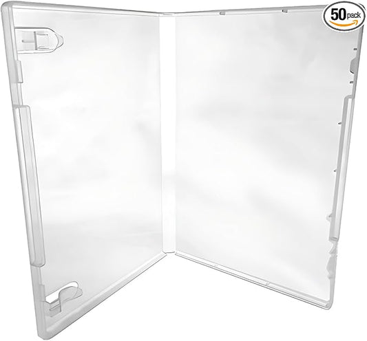 CheckOutStore (50) Plastic Storage Cases for Rubber Stamps with 2 Booklet Clips, 1/2" (14mm) inch Spine Size (Clear)