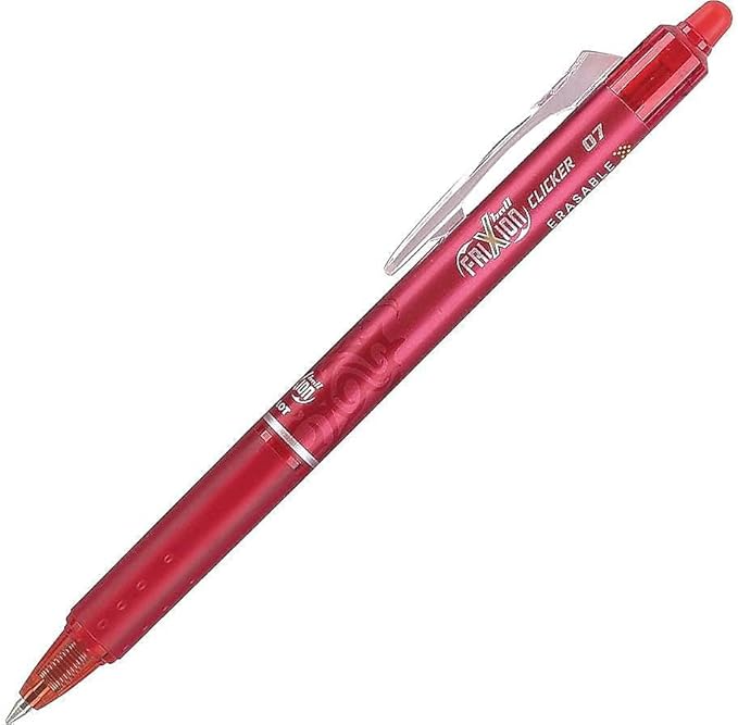 Pilot FriXion Clicker Erasable Gel Pens, Fine Point (0.7mm), Red Ink, 12-Pack - Refillable, Smooth Writing Pens for School, Journaling, and Office Use