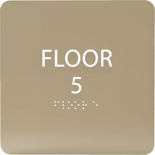 ADA CENTRAL SIGNS - 6" X6" Floor 5 Sign - ADA Compliant Tactile Graphics Grade 2 Braille Text Acrylic Wall Signs - Directional Assistance, Floor Number Safety Sign for Office, school Hospital, Apartment