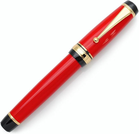 xixixiaozhu Metal Big Fountain Pen Set Medium Nib 0.7mm, Includes Ink Refill Converter, 5 Ink Cartridges & Gift Box (Medium Nib 0.7mm, Red)