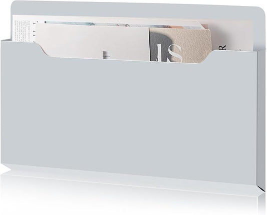 Feifeiya Magnetic Pocket File Holder Large File Folder Organizer Paper Mail Letters Holder Wall Hanging Office Supplies for Refrigerator Whiteboard Cabinets(13.8 x 8.3 Inch,Horizontal,Gray)