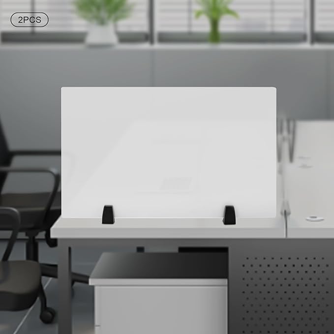 Desk Divider, 30 x 18 inch Acrylic Desk Privacy Panels, Privacy Desk Screen, Frosted Acrylic Partitions with Clamps Acrylic Table Top Sneeze Guard for Offices Schools (2PCS)