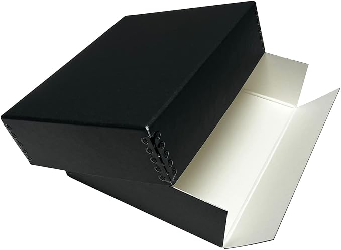 Lineco Museum Archival Drop-Front Storage Box, Acid-Free with Metal Edges, 8.5 X 10.5 X 3 inches, Black (733-2008), Set of 2