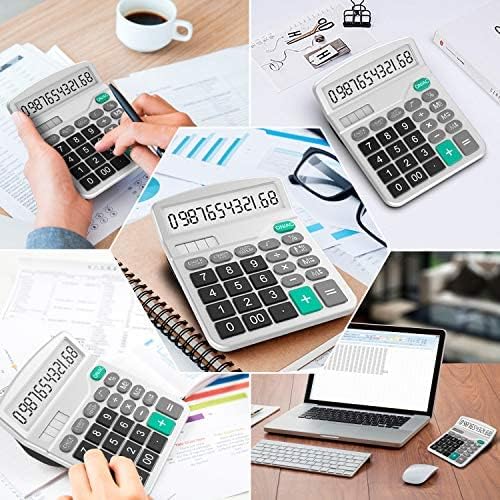 Solar & AA Battery Dual Power Electronic Calculator - 12-Digit Large Display (2 Basic Black & 1 Updated Silver)