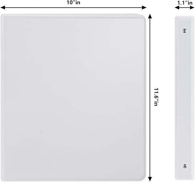 COMIX Sturdy 3 Ring Binder 0.5 inch with Clear View Cover, 1/2" Round Ring View Binder, PVC-Free, 2.4mm-Thick, 100 Sheets Capacity of US Letter Size Paper, Office ＆ School Supplies, Pack of 12 (White)