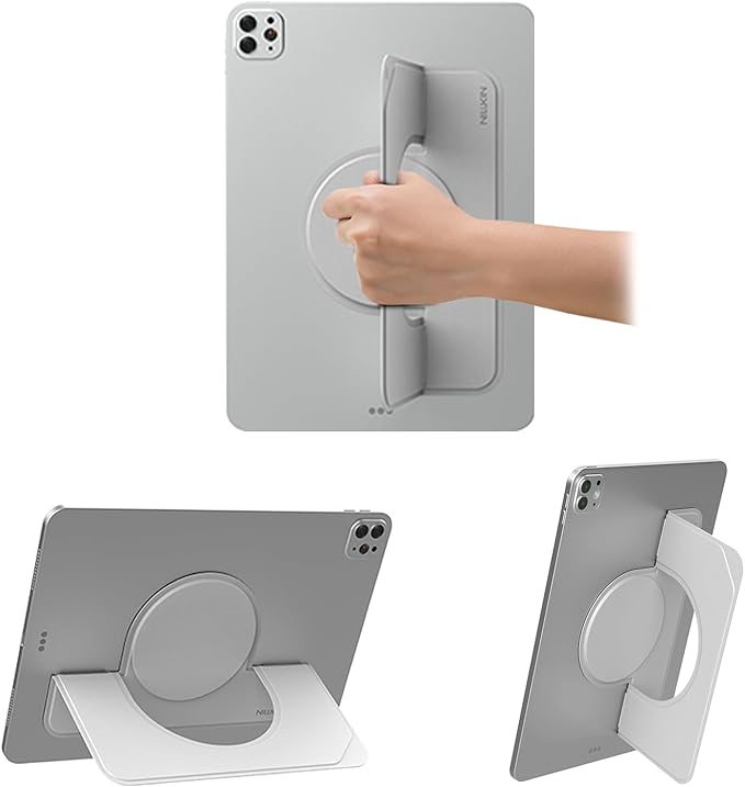 Nillkin Adhesive Tablet Stand, 0.14 inch Invisible Slim iPad Holder, Stepless Adjustable Stand, Built-in Back Magnets, Compatible with Tablets Up to 10.4-13.2 inch, Grey