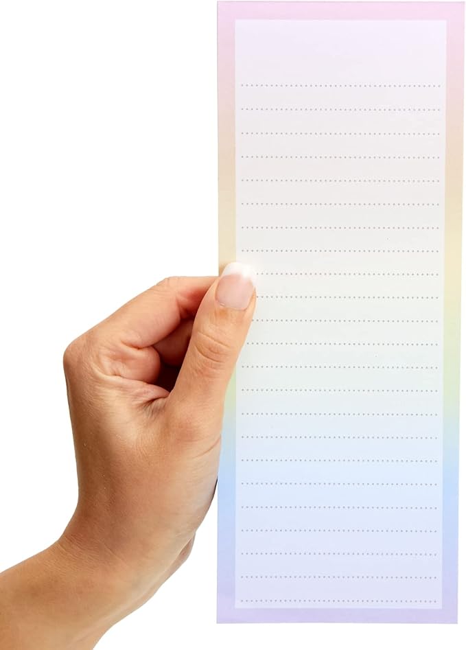 6 Pack Magnetic Notepads for Refrigerator, Grocery, Shopping, To Do Lists, 3.5x9 inch Pastel Rainbow Gradient Note Pads (60 Sheets Each)