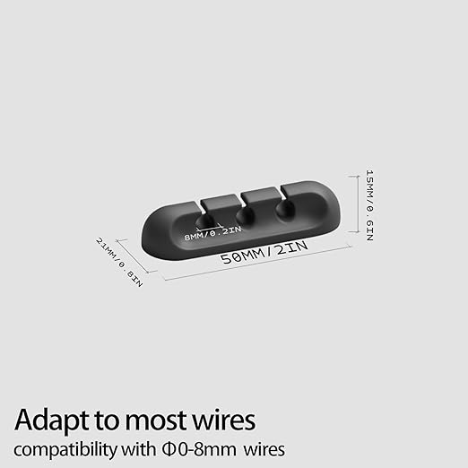 Apromisith USB Cable Organizer Clips Cord Holder,12 Packs (3-Slots) Black Self Adhesive Desk Cord Cable Management