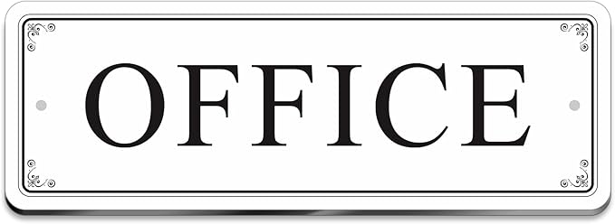 ASAVI “OFFICE” Acrylic Door Sign – Waterproof & Fade-Resistant Office Label with Strong Adhesive + Pre-Drilled Holes (8.7"x3") | Ideal for Doors and Walls in Offices, Lobbies, and Workspaces (White)