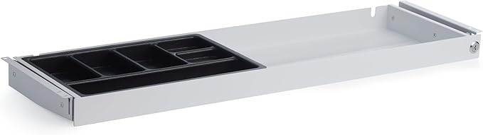 PERFECT POSTURE Under Desk Storage Drawer With Lock – Slim Pen & Pencil Drawer for Regular & Sit-Stand Standing Desks, White (33” x 9.4”)
