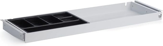 PERFECT POSTURE Under Desk Storage Drawer With Lock – Slim Pen & Pencil Drawer for Regular & Sit-Stand Standing Desks, White (33” x 9.4”)