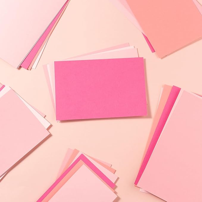 50 Sheets 4x6 Colored Cardstock Paper 5 Colors Blank Flash Cards, 250 GSM Heavy Card Stock for DIY Art Projects, Cards (Pink)