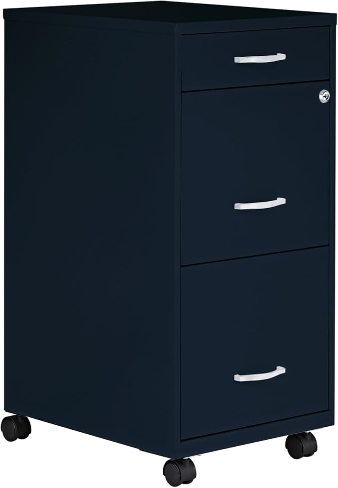 LYS SOHO Box/File/File Mobile Navy File Cabinet, 3 Drawer