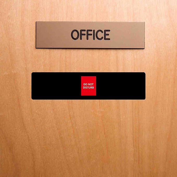 Office Door Sign,Do Not Disturb/Please Knock/Out of Office/in a Meeting/Working Remotely/Back Soon/Come On In Sign,Let Others Know Before Entering,7 Status Privacy Door Signs Available and Away for Conference Room & Meeting-Acrylic,(10" X3",Black)