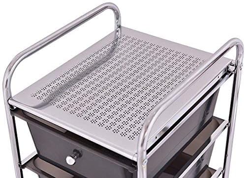 Giantex 4 Drawers Cart Storage Bin Organizer Rolling Storage Cart Metal Frame Plastic Drawers Flexible Wheels Home Office Scrapbook Supply & Paper Shelf