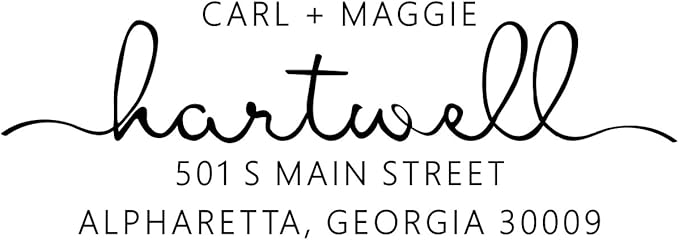 PrettySweetParty Self Inking Return Address Stamp - Custom 4 Line Personalized Address Stamp for Envelopes, Wedding Invitations, Business, Mailing Labels (Hartwell)