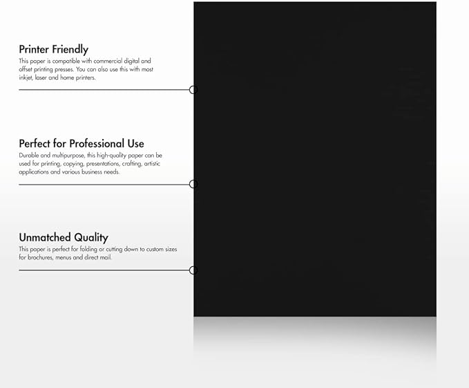 LUXPaper 8.5" x 11" Paper | Letter Size | Midnight Black | 28lb. (80lb. Text) | 50 Qty