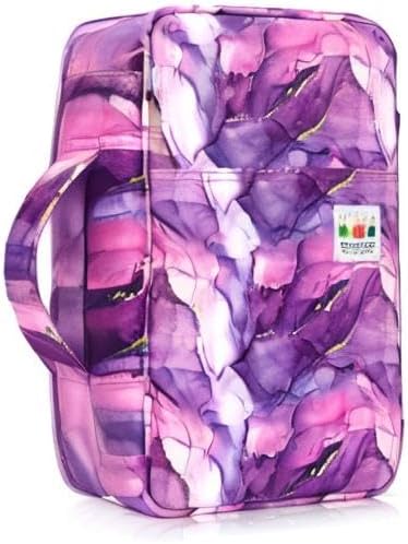 YOUSHARES 300 Slots Colored Pencil Bag - Handy Large Capacity Oxford Multi-Layer Zipper Pencil Bag for Prismacolor Colored Pencils & Gel Pen (Marble Purple)